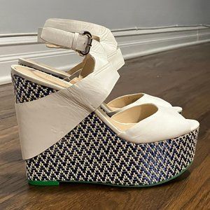 Enzo Angiolini Zariyah platform wedge sandals white leather 6/36